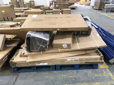 PALLET OF ASSORTED FURNITURE / PARTS TO INCLUDE 150CM DINING TABLE IN OAK / BLACK - MODEL NO. MOD-TAB01 (BOX 1/2, PART ONLY) (COLLECTION OR OPTIONAL DELIVERY) (KERBSIDE PALLET DELIVERY)