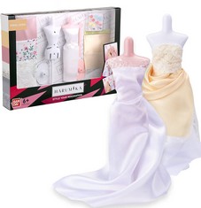 HARUMIKA 40441 FASHION DESIGN FOR KIDS-CRAFT YOUR OWN CATWALK LOOKS WITH THIS CREATIVE KIT-DOUBLE TORSO BRIDAL GOWN SET INCLUDES REUSABLE MANNEQUINS, FABRIC AND ACCESSORIES, MULTICOLOUR. (DELIVERY ON