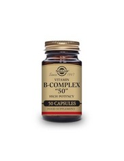 26 X SOLGAR VITAMIN B-COMPLEX ''50'' VEGETABLE CAPSULES - PACK OF 50 - HIGH POTENCY DAILY CAPSULE - SUPPORTS MENTAL PERFORMANCE AND REDUCES FATIGUE - WITH THIAMINE, RIBOFLAVIN, FOLIC ACID - VEGAN. (D