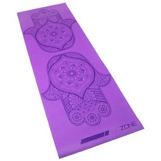 10 X GOZONE YOGA EXERCISE MAT - REVERSIBLE PATTERN - NON-SLIP SURFACE MADE FROM PVC RUBBER - EASY TO STORE AND TRANSPORT - USE FOR YOGA, HOME WORKOUTS AND PILATES - PURPLE - 60CM X 172CM X 1CM. (DELI