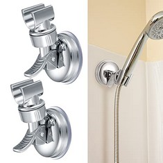 29 X JULIYEH 2 PCS SHOWER HEAD HOLDERS ADJUSTABLE, SUCTION CUP SHOWER HEAD BRACKETS REMOVABLE, SHOWER HEADS WALL BRACKETS NO DRILLING FOR HOME HOTEL BATHROOM, SILVER. (DELIVERY ONLY)
