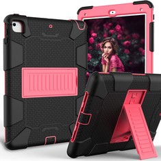 APPROX 50 X ITEMS TO INCLUDE IPAD AIR4 10.9 GENERATION CASE WITH STAND, SLIM HEAVY DUTY SHOCKPROOF HARD HYBRID THREE LAYER PROTECTIVE COVER (BLACK+ROSE RED). (DELIVERY ONLY)