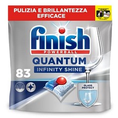 10 X FINISH QUANTUM INFINITY SHINE DISHWASHER TABLETS - DISHWASHER TABLETS FOR DEEP CLEANING, GREASE REMOVAL POWER AND SHINE - ECONOMY PACK OF 83 TABLETS. (DELIVERY ONLY)