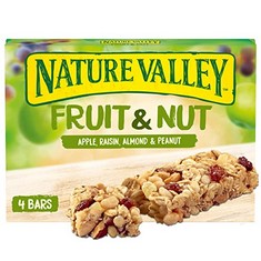 64 X NATURE VALLEY FRUIT & NUT APPLE, RAISIN, ALMOND & PEANUT BARS, 120G. (DELIVERY ONLY)