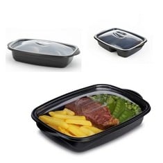 22 X HK ONLINE PK5 1 SECTION BPA FREE PLASTIC TAKEAWAY CONTAINERS & LIDS -PLASTIC FOOD CONTAINERS, MEAL PREP BENTO BOXES, HOME, PUB, CATERING KITCHENS, REUSEABLE, MICROWAVE & FREEZER SAFE (PK5 1 SECT