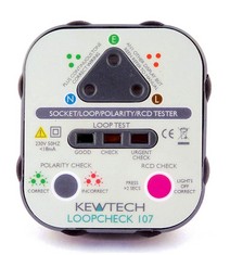 9 X 9 X KEWTECH LOOPCHECK 107 LOOPCHECK107 MAINS SOCKET TESTER WITH LOOP CHECK, GREY, NO SIZE. (DELIVERY ONLY)