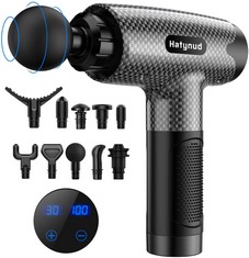 8 X MASSAGE GUN DEEP TISSUE FOR ATHLETES, MUSCLE PERCUSSION MASSAGERS GUN FOR NECK BACK WITH 10 HEADS, 30 ADJUSTABLE SPEEDS PORTABLE HANDHELD ELECTRIC MASSAGER FOR BODY RELAXATION, CARBON. (DELIVERY