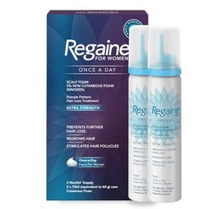 2 X 2 X REGAINE FOR WOMEN, HAIR GROWTH & PREVENTS FURTHER HAIR LOSS, SCALP FOAM, WITH MINOXIDIL, 4 MONTHS’ SUPPLY , 2 X 73ML. (DELIVERY ONLY)