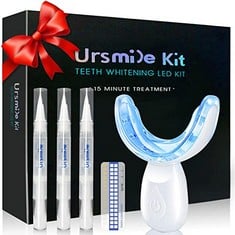 APPROX 9 X ACCL TEETH WHITENING KIT WITH LED LIGHT FOR SENSITIVE TEETH AND TOOTH WHITENING SYSTEM, HOME TEETH WHITENER WITH 3 TEETH WHITENING GEL REFILL PENS, COLOR PLATE, TRAY - WHITE. (DELIVERY ONL