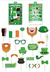 50 X HENBRANDT 20 PIECES ST PATRICK’S DAY IRISH PARTY PHOTO BOOTH PROPS ACCESSORIES ST PATRICKS DAY DECORATIONS PARTY SHAMROCK DECORATIONS IRELAND IRISH DECORATION. (DELIVERY ONLY)