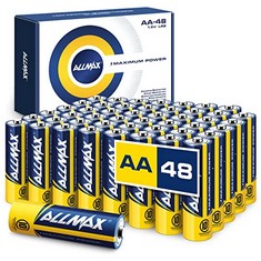 QTY OF ITEMS TO INLCUDE BOX OF ASSORTED ITEMS TO INCLUDE ALLMAX AA MAXIMUM POWER ALKALINE DOUBLE A BATTERIES (48 COUNT) – ULTRA LONG-LASTING, 10-YEAR SHELF LIFE, LEAKPROOF DESIGN, 1.5V, QIYIG SEWING