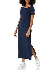 APPROX 22 X ESSENTIALS WOMEN'S JERSEY STANDARD-FIT SHORT-SLEEVE CREWNECK SIDE SLIT MAXI DRESS (PREVIOUSLY DAILY RITUAL), NAVY, XL. (DELIVERY ONLY)