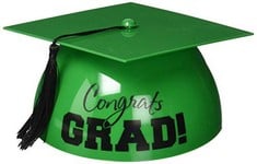 QTY OF ITEMS TO INLCUDE BOX OF ASSORTED CELEBRATION ITEMS TO INCLUDE AMSCAN 100073.03 CONGRATS GRAD GRADUATION CAP CAKE TOPPER (GREEN) -1 PC, LUXURY GRANDSON BIRTHDAY CARD GREETING CARD -FOOTBALL DES
