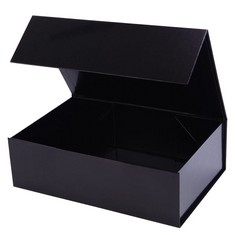 QTY OF ITEMS TO INLCUDE BOX OF ASSORTED ITEMS TO INCLUDE GIFT BOX, PREMIUM BLACK GIFT BOXES WITH LID 13.97X9.44X4.33 INCH MAGNETIC THICKENING AND FOLDABLE, LARGE GIFT BOX FOR WEDDING, FLOWERS, DOCUME