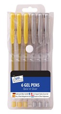 QTY OF ITEMS TO INLCUDE BOX OF ASSORTED STATIONARY TO INCLUDE JUST STATIONERY GEL INK PEN - SILVER/GOLD (SET OF 6), 1224, APLI 12854 – ELASTIC BRACELETS 60 X 2 MM IN 100 G BAG.. (DELIVERY ONLY)