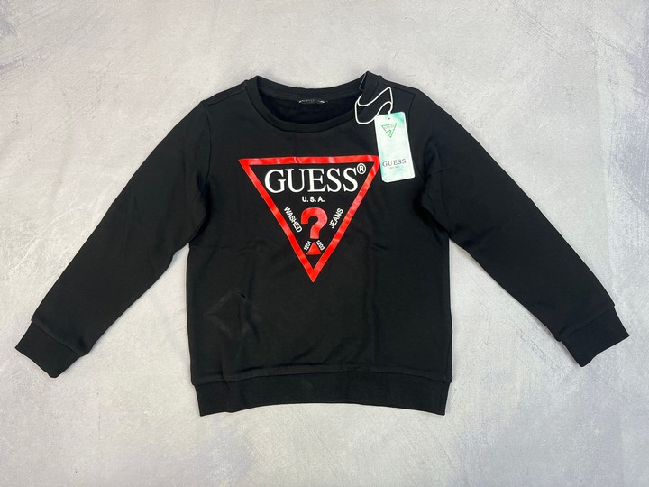 Guess Kids Logo Print Sweatshirt In Black 7 Y