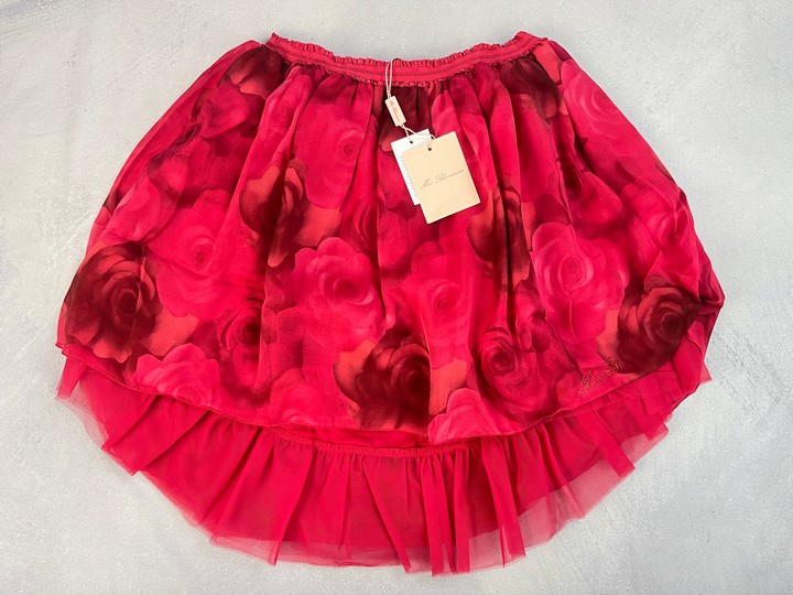 Miss Blumarine  Rose Print Silk Skirt 14 Years