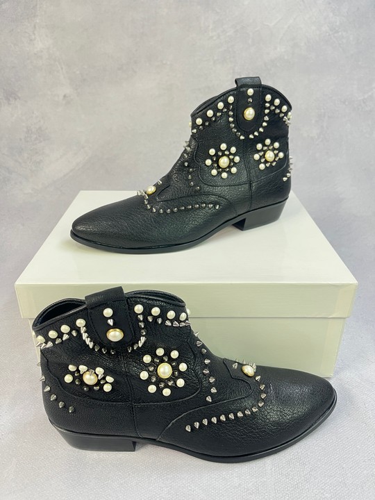 Missouri Girls Leather Studded Ankle Boots 36
