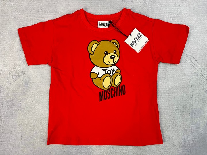 Moschino Kids Teddy Logo T-Shirt In Red 5 Y