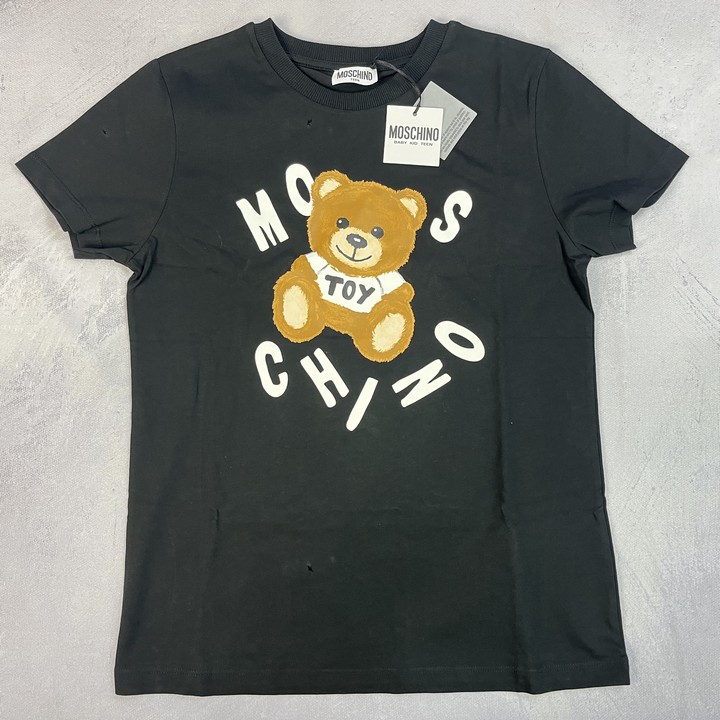 Moschino Kids Teddy Bear Logo T-Shirt In Black 12 Y