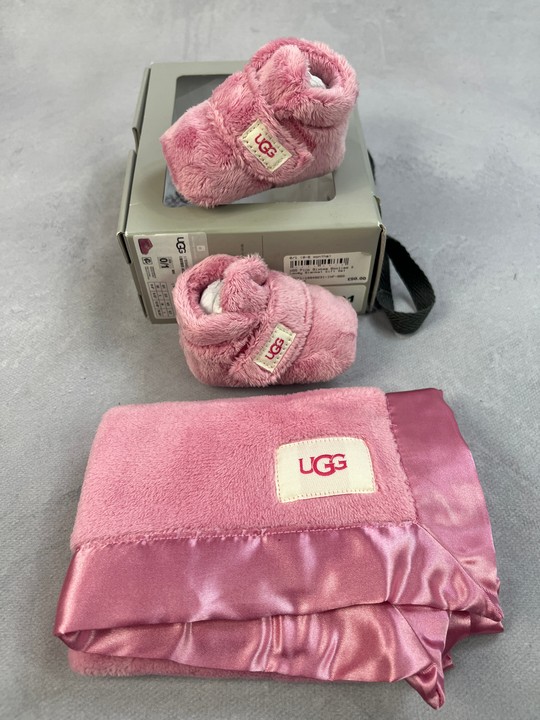 Ugg Baby Girls Bixbee And Lovey Gift Set In Pink 0.5M Eu 16
