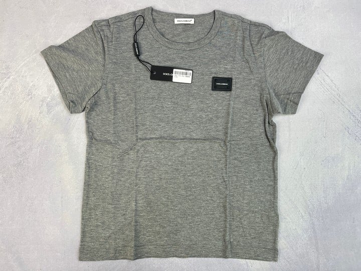 Dolce And Gabbana Boys Cotton Jersey Logo T-Shirt In Grey 8 Years