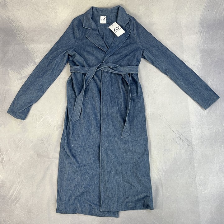 Ay By Ayla Palmer Girls Denim Look Belted Trench Coat In Blue 12 Y