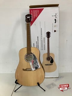 FENDER FA SERIES DREADNOUGHT ACOUSTIC GUITAR - MODEL: FA-125 WITH STAND, FENDER CHROMATIC CLIP-ON TUNER, FENDER 80/20 BRONZE WOUND STRINGS, FENDER CELLULOID PICKS