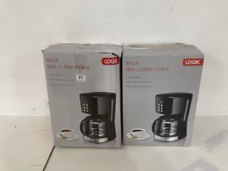 2 X LOGIK BLACK FILTER COFFEE MAKERS