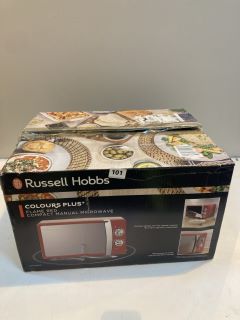 RUSSELL HOBBS COLOURS PLUS+ FLAME RED COMPACT MANUAL MICROWAVE