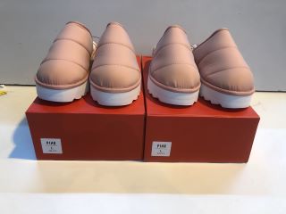 2 X MAEVE PUFFY PLATFORM SLIPPERS PINK SIZE L
