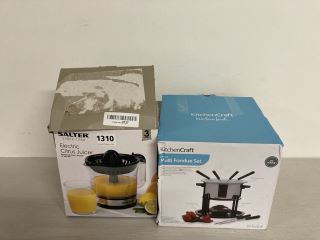 2 X ASSORTED KITCHEN PRODUCTS TO INCLUDE SALTER ELECTRIC CITRUS JUICER