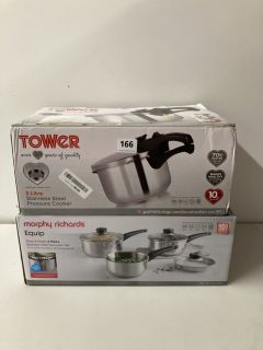2 X ASSORTED ITEMS TO INCLUDE TOWER 3L STAINLESS STEEL PRESSURE COOKER
