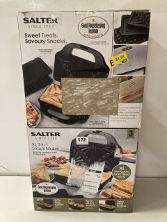 2 X SALTER XL 3 IN 1 SNACK MAKERS