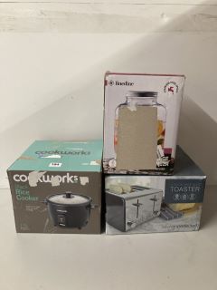 3 X ASSORTED ITEMS TO INCLUDE COOKWORKS BLACK RICE COOKER