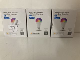 3 X SMART WIFI LED BULB WITH COLOUR CHANGING (2PACKS)