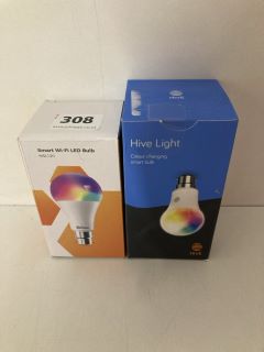 2 X ASSORTED SMART BULBS TO INCLUDE HIVE LIGHT COLOUR CHANGING SMART BULB