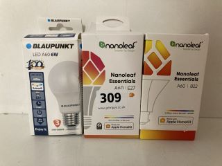 3 X ASSORTED LIGHTING TO INCLUDE BLAUPUNKT LED A60 6KW BULB