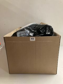 BOX OF ASSORTED ITEMS TO INCLUDE BLACK OUT CURTAIN