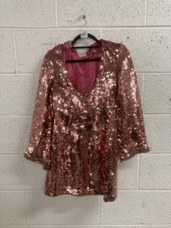 WOMEN'S DESIGNER SPARKLY DRESS IN ROSE - SIZE S - RRP £148