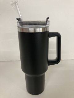 BLACK INSULATED TUMBLER, WITH STRAW