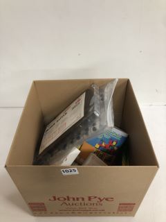 BOX OF ASSORTED ITEMS INC WOODEN PLAY BLOCKS