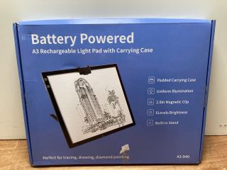BATTERY POWERED A3 RECHARGEABLE LIGHT PAD WITH CARRY CASE