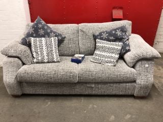 WHISPER 3 SEATER SOFA WITH STANDARD BACK IN TATE GRAY & BOHOR CHARCOAL TRIM LIGHT WOOD FOAM- RRP £1200