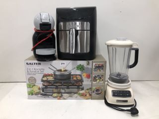 KITCHEN APPLIANCES TO INCLUDE A KITCHENAID BLENDER AND A SALTER 2 IN 1 RACLETTE AND FONDUE SET