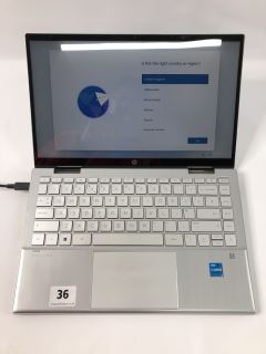 HP PAVILION X 360 CONVERTIBLE 14-DY0519SA 256GB LAPTOP IN SILVER. (WITH BOX & CHARGE UNIT). INTEL CORE I3-1125G4 @ 2.00GHZ, 4GB RAM,   [JPTN39023]