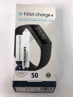 FITBIT CHARGE 4 FITNESS TRACKER IN BLACK: MODEL NO FB417 (WITH BOX & CHARGE CABLE) (DAMAGED STRAP CONNECTOR)  [JPTN39021]