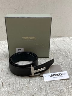 TOM FORD LEATHER BELT IN BROWN/BLACK - SIZE 30 - RRP £590.00: LOCATION - A0