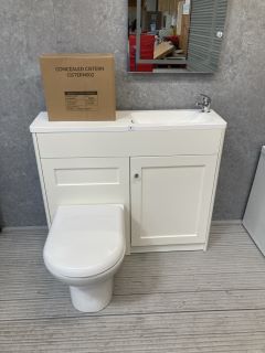 (COLLECTION ONLY) ROPER RHODES HALCYON 1000 X 280MM COMBINATION UNIT IN WHITE WITH BTW PAN & SEAT, CONCEALED CISTERN FITTING KIT, RH 1TH INTEGRATED POLYMARBLE BASIN & COUNTERTOP WITH MONO BASIN MIXER