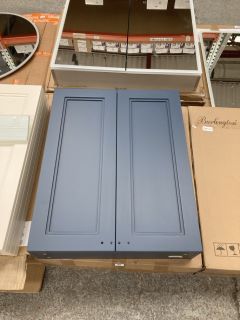 (COLLECTION ONLY) BURLINGTON WALL HUNG 2 DOOR BATHROOM CABINET IN BLUE 750 X 600 X 140MM - RRP £399: LOCATION - C2